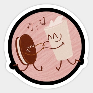 Dancing cookie and milk Sticker